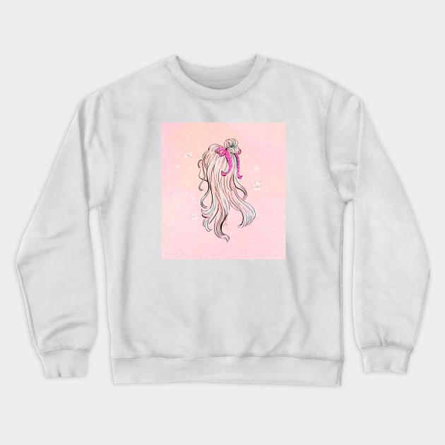 Little Pink Ribbon Crewneck Sweatshirt by Tyne Bobier Illustrations